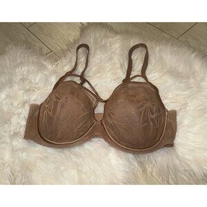 Understance Harper Smooth Lace FlexWire Strappy Soft Cup Bra Womens 34D Latte